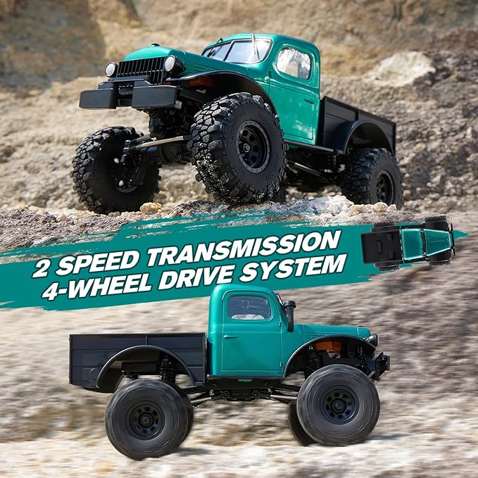EAZYRC FMS FCX24 Power Wagon 1/24 RC Crawler Brushless 4x4 RTR Rock Crawler with Metal Suspension 2-Speed Transmission PC Hard Body – RC Car for Adults and Gift