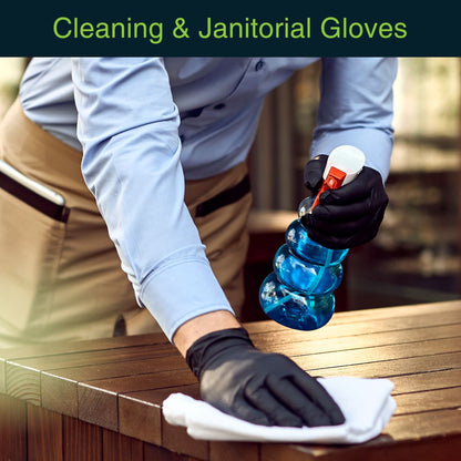 FifthPulse Black Vinyl Disposable Gloves Medium 50 Pack - Latex Free, Powder Free Medical Exam Gloves - Surgical, Home, Cleaning, and Food Gloves - 3 Mil Thickness
