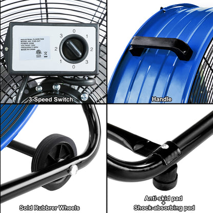 Bestronair 24 Inch High Velocity Drum Fan, 8100CFM Heavy Duty Industrial Floor Fan for Garage, 360° Tilt Metal Shop Fans with 3 Speeds for Warehouse, Factory, Commercial, Basement, Workshop, Gym