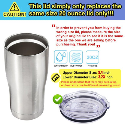 AICMEI 2 Replacement Lids for 20oz Stainless Steel Tumbler Lids-Replaces Only Covers With a Top Diameter of 3.4 inches（Bottom Diameter of 3.23 inches）