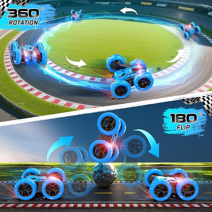 2 Pack RC Drift &amp Stunt Cars1:24 Scale Remote Control Car 4WD High Speed RC Drift &amp Stunt Car with LED Lights 360° Flips 2.4GHz 20KM/H USB-C Batteries Gift for Adults Boys and Girls
