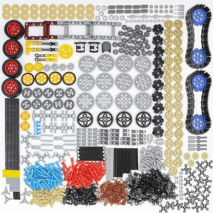 854pcs Technic Parts and Pieces Set: Gears Axles Pins Connectors Differential Tracks Shock Absorbers etc. Compatible with Major Brands. Toy Building Block for MOC Technical Accessories kit.