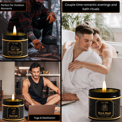 Candle Gift Set of 3 Sage Pine|Jasmine|Black Rose Strong Scented Soy Candels Natural Non Toxic Velas Aromáticas Favors for Women Coworkers Friends Guests Also for Fall Diwali Christmas Holidays