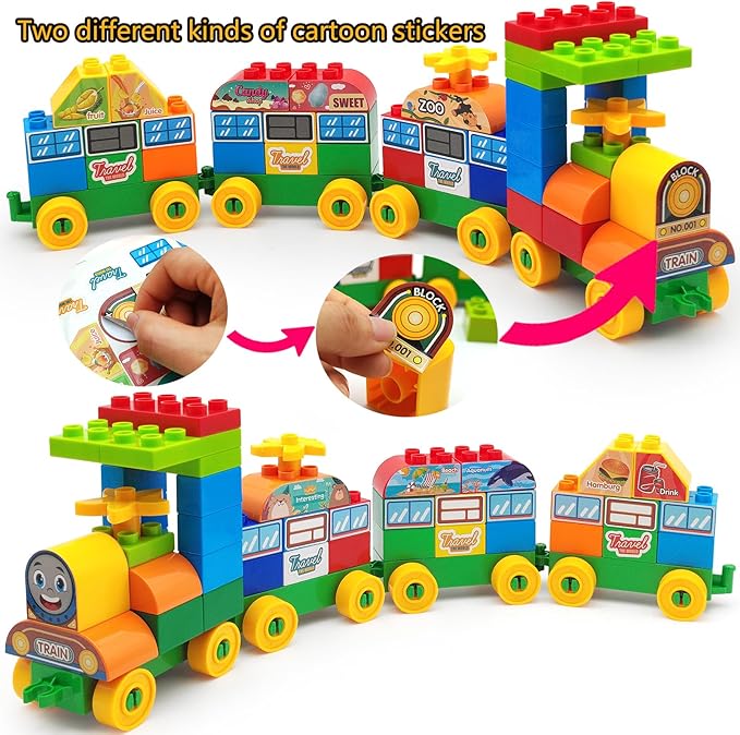90 Pcs Classic Building Blocks Set for Toddlers 3-6 Large Building Bricks Train Educational Toy STEM Toys Compatible with Major Brands Gift for Kids