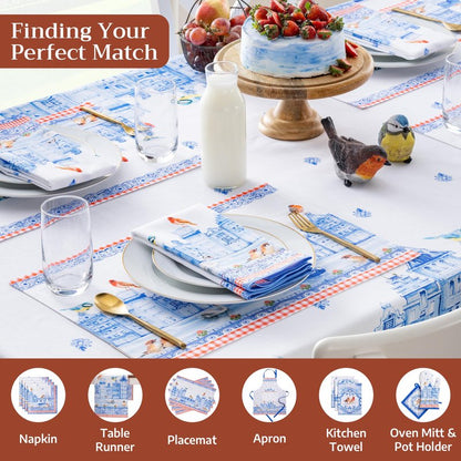 Maison d' Hermine Table Cloth Rectangle Table 100% Cotton 70 x 120 Inches Tablecloth Reusable Decorative for Dining Kitchen Room Farmhouse Home Gifts for Mothers Day Spring Summer - Amsterdam Canals