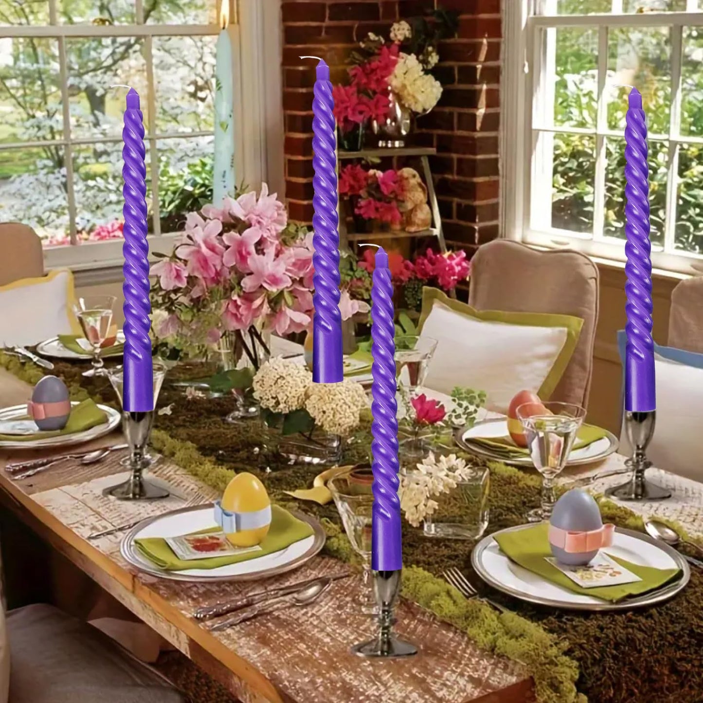 Likejarcand Taper spira purplel Candles,8 inch-Set of 4 Tapered Candles, Tall Candlesticks, Long Candl Sticks, Home Dinner, Party, Wedding, Halloween(4, Purple, 8 inch)