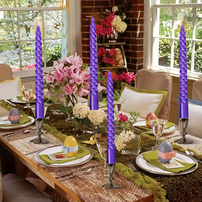 Likejarcand Taper spira purplel Candles,8 inch-Set of 4 Tapered Candles, Tall Candlesticks, Long Candl Sticks, Home Dinner, Party, Wedding, Halloween(4, Purple, 8 inch)