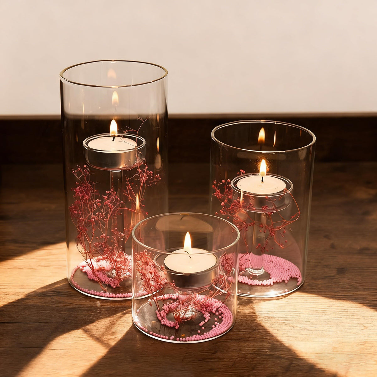 Maimeili Glass Candle Holder Hurricane Crystal Decorative Candle Fits Standard Tealight for Table Wedding Dinning Centerpieces Party Supplies Home Decor