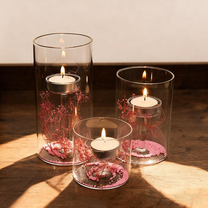 Maimeili Glass Candle Holder Hurricane Crystal Decorative Candle Fits Standard Tealight for Table Wedding Dinning Centerpieces Party Supplies Home Decor