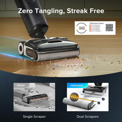 roborock F25 XT Wet Dry Vacuum Cleaner, Cordless Vacuum Mop All in One for Hard Floor, 20000Pa Hardwood Floor Cleaner with Zero Tangle, 194°F Hot Air Flash Drying Electric Mop, 180° Lie Flat, WiFi
