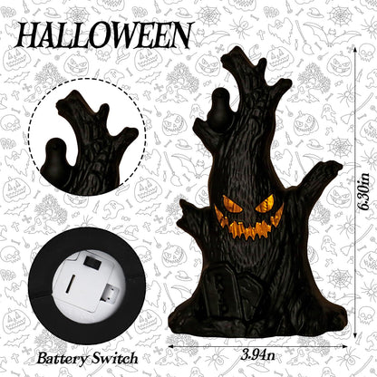 Halloween Lanterns Decoration 6.3" Height Retro Hanging Lamp Halloween Dead Tree Flameless Candle Holder Day of The Dead Lantern Gift for Home Tabletop Trick or Treat Party Supplies