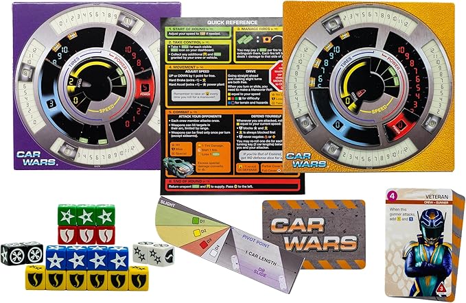 Steve Jackson Games Car Wars 2-Player Starter Set Orange/Purple 6th Edition – Strategic Car Combat Fast-Paced Action Tactical Board Game Ages 14+ 2 Players