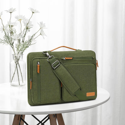 MOSISO 360 Protective Laptop Shoulder Bag,15-15.6 inch Computer Bags Compatible with MacBook Pro 16 inch, HP, Dell, Lenovo, Asus Notebook,Side Open Messenger Bag with 4 Zipper Pockets, Olive Green