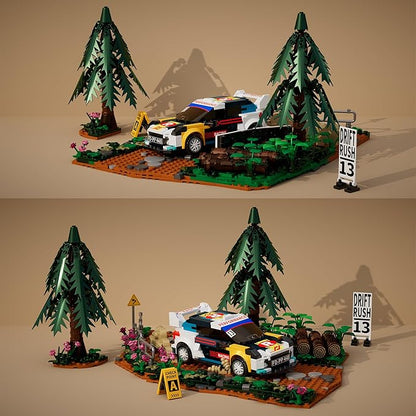 Car Building Set Off-Road Racing Cars Buildings Blocks Sets for Adults Kids Miniature Vehicle Model w/ Forest Scene Modular Car Building Kit Toys Gift for Birthday HolidaysDrift Rush 1049PCS