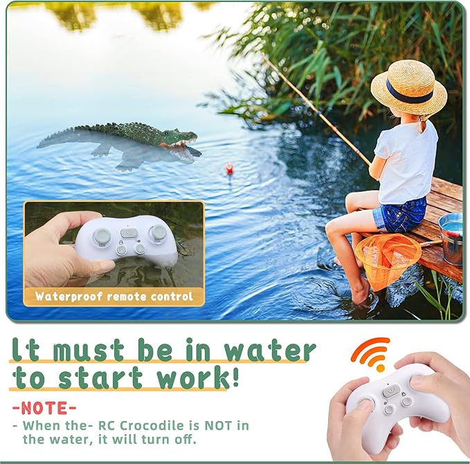 Remote Control Crocodile High Simulation RC Crocodile Boat Toys for Swimming Pool Lakes Bathroom Great Gift RC Boat Alligator Toys for 6+ Year Old Boys and Girls
