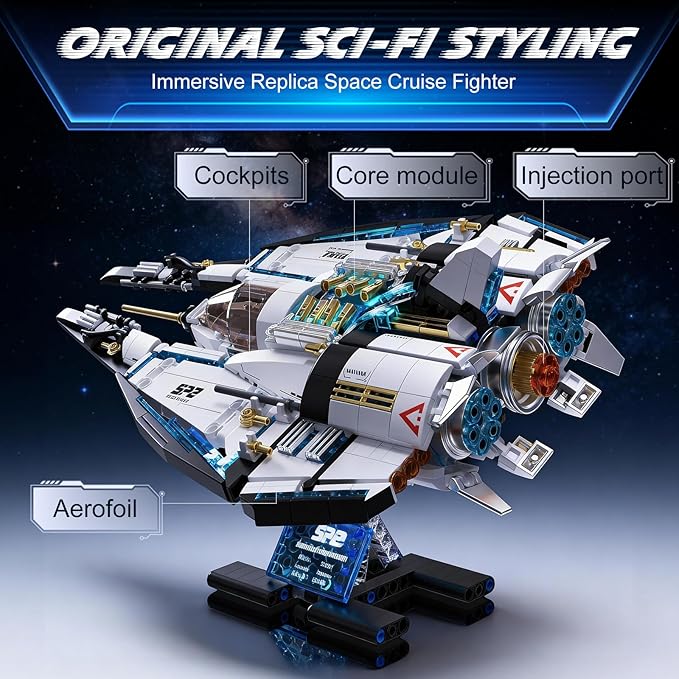 Spaceship Building Blocks Set for Boys Ages 8-12 STEM Space Toys for Kids to Assemble a Space Shuttle with Light Best Present for Boys and Girls Aged 8+ (739PCS)
