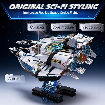 Spaceship Building Blocks Set for Boys Ages 8-12 STEM Space Toys for Kids to Assemble a Space Shuttle with Light Best Present for Boys and Girls Aged 8+ (739PCS)