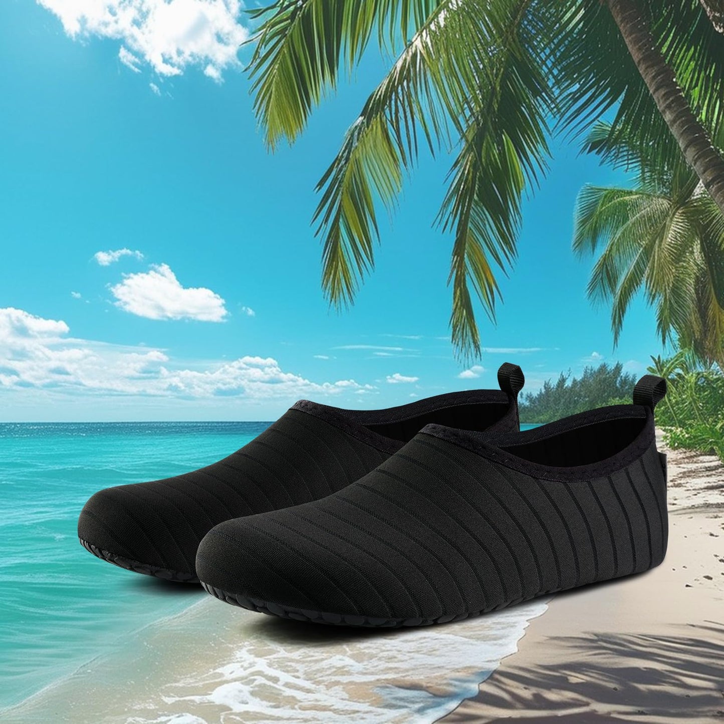 VIFUUR Water Sports Shoes Barefoot Quick-Dry Aqua Yoga Socks Slip-on for Men Women A Black 42-43