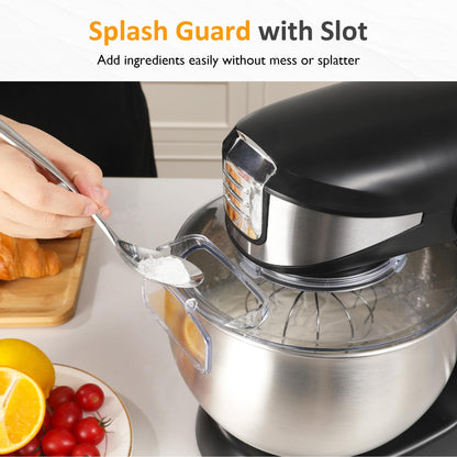 Sunvivi 6-in-1 Multifuctional Stand Mixer, 6.5QT Tilt-Head Dough Mixer, Electric Stand Mixer with Stainless Steel Bowl for Cake, Bread, and Dough, with Meat Grinder, Juice Blender & Pasta Maker