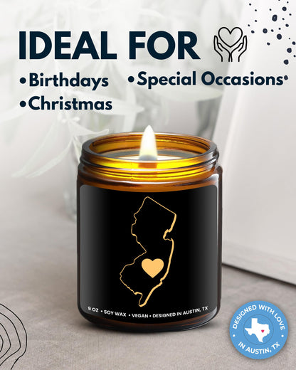 New Jersey Candle, Thoughtful New Jersey Themed Souvenir & Gifts for Men and Women, Unique State Gifts, Best Sentimental Gift for Moving Away, Ideal for Birthday, Christmas, Graduation, Gift Ready