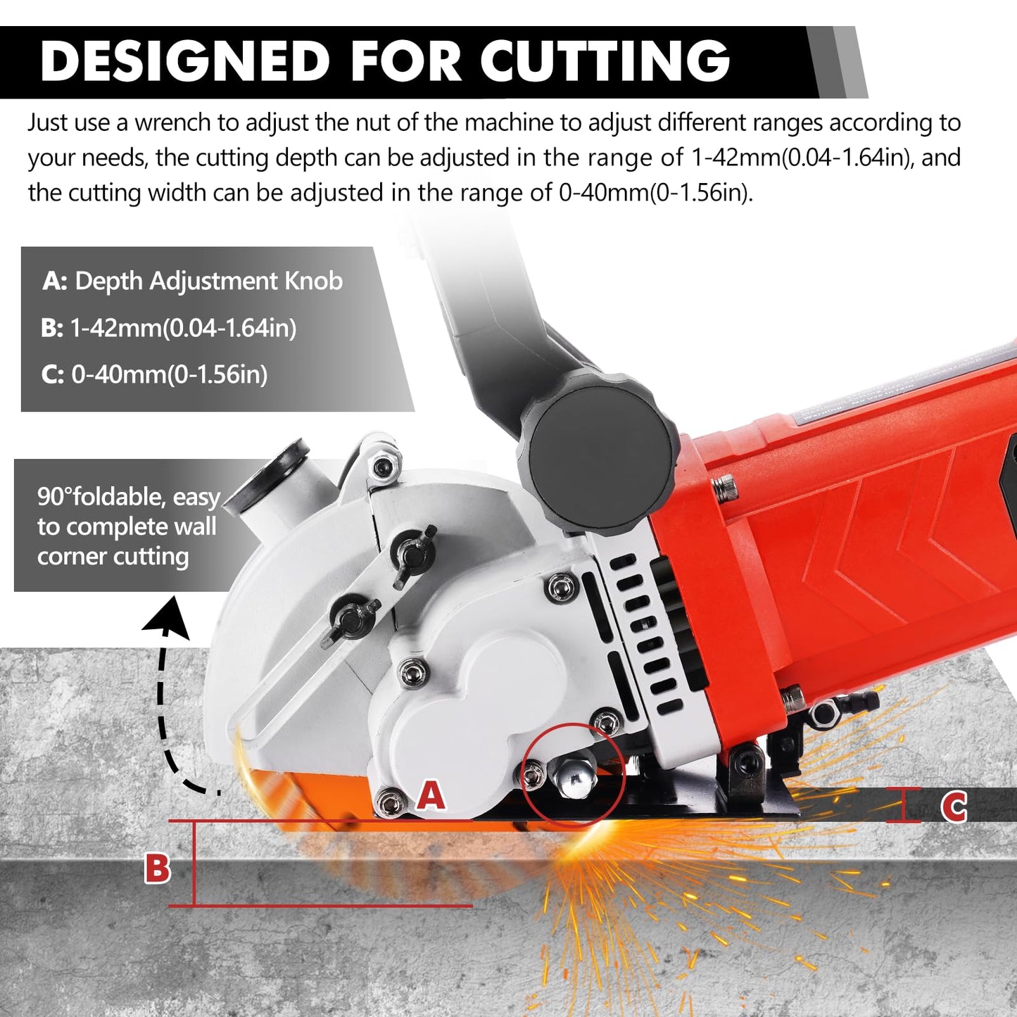 YUCHENGTECH 4800W Wall Chaser Concrete Cutter Wall Grooving Cutting Machine Chaser Electric Wall Chaser Cutting Machine Wall Grooving Cutter With Infrared Sighting Line