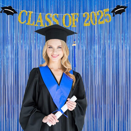 2 Pack Blue Door Streamers Party Decorations 3.3ft x 6.6ft,Blue Tinsel Foil Fringe Streamers Backdrop for Birthday,Graduation,Ocean Themed Party Decorations,Door Fringe Curtains for Birthday Party
