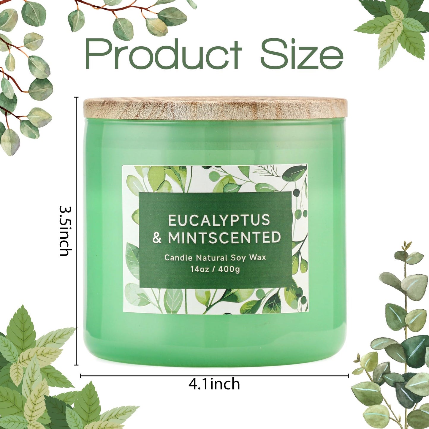 Eucalyptus & Mint Scented Candle - 3 Wicks 14 oz Soy Wax Candle, Christmas Relaxing Gift for Women and Men, Aromatherapy Candles for Stress Relief, Meditation, Yoga, SPA