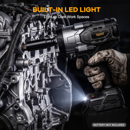 TASFIT Cordless Impact Wrench 1/2", Compatible with DeWalt 20V Battery, 1500N.m(1106Ft-Lbs) High Torque Brushless Electric Impact Gun with 3-Speed, Heavy Duty Impact Driver (Bare Tool & NO Battery)