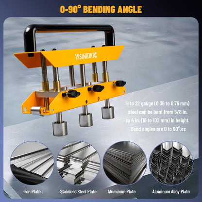 Large Sheet Metal Bend,Three-Station Edge Roller Bender,0-90° Bending Angle Bending Metal Roofing Materials,Adjustable for Making 5/8" to 4" (16 to 102 MM) Bends in 29 to 22-Gauge Steel