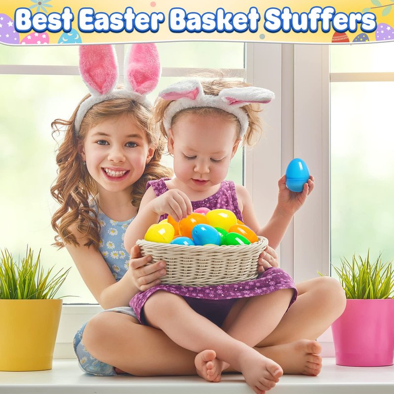 Duchong 500 Count Plastic Easter Eggs Bulk, 2.4" Fillable Empty Easter Eggs In 6 Colors for Easter Hunt, Basket Stuffers, Suprise Egg, Classroom Prize Supplies