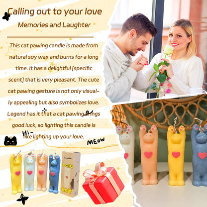 4 Pack Cute Cat Candle Set, Aroma Soy Wax Decorative Candle, Handcrafted Natural Scented Aesthetic Candle Set for Table Photo Prop Birthday Gift, Prefect for Meditation Stress Relief Mood Boosting