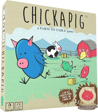 Buffalo Games Chickapig Board Game - A Strategic Board Game Where Chicken-Pig Hybrids Attempt to Reach Their Goal While Dodging Opponents Hay Bales and an Ever-Menacing Pooping Cow.