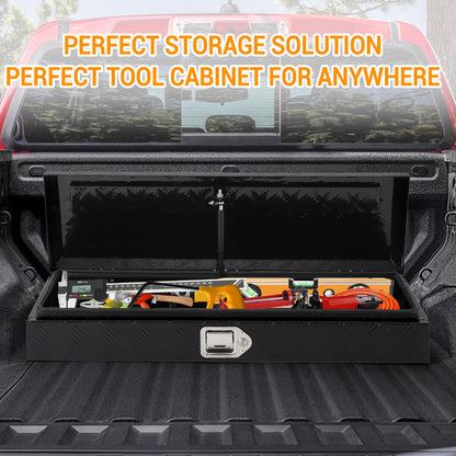 Takywep Truck Bed Tool Box, Heavy Duty Aluminum Five Stripes Plate Tool Box, Trailer Tool Box for Pick Up Truck RV Trailer, Chest Storage Organizer with Lock and Keys,34.5''x12.75''x6.4''