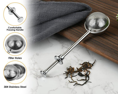 Victhur Flour Sifter 304 Stainless Steel Flour Duster Tea Strainer set of 2 Spring-operated Handle Strainer for Baking, Sifting Sugar, Flour, Spices, and Herbs