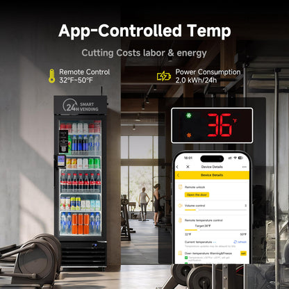 AI Vending Machine with Self-Checkout - DC360 Combo Refrigerated Vending for Fresh Food, Snacks & Cold Beverages - Real Time Inventory - Ideal for Office, School, Hospital, Gym (Black)