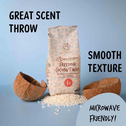 American Soy Organics 1 lbs Freedom Coconut Soy Wax Beads for Candle Making - Natural Candle Making Supplies - Paraffin-Free,Beeswax-Free Coconut Candle Wax for Container Candles,Tealights,Wax Melts