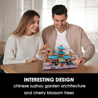Micro Building Blocks SetChinese Suzhou Garden Architecture and Cherry Blossom Bonsai Tree Building Toys for AdultsJapanese Sakura House ModelCreative Mini Bricks Gift for Kids 14+2350 pcs