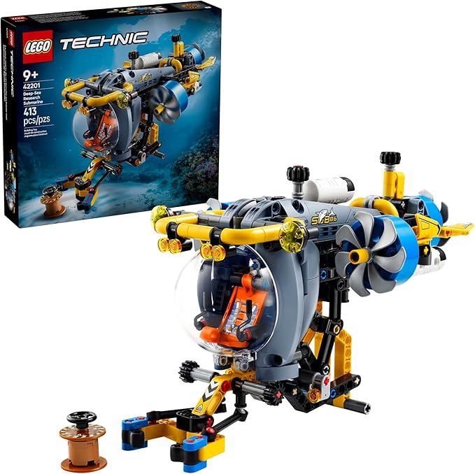 LEGO Technic Deep-Sea Research Submarine Toy - Building Toy for Kids Boys and Girls Ages 9+ - Creative and Unique Gift Idea for Birthdays - Movable Propellers and More - 42201