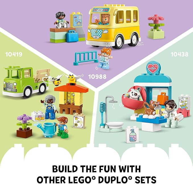 LEGO DUPLO Town Visit to The Vet Clinic Pet-Care Role-Play Toy Dog Cat and Veterinarian Figures Social Emotional Learning Pretend Play Animal Set for Toddlers Aged 2 Years Old and Up 10438