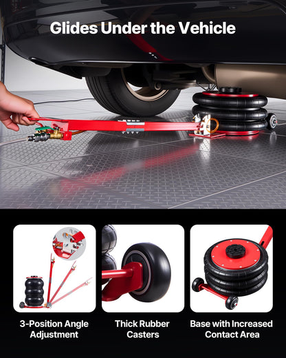 VEVOR Air Jack, 5 Ton/11023 lbs Triple Bag Air Jack, Airbag with Six Steel Pipes, Lift Up to 18.3 inch/464 mm, 4-10 s Fast Lifting Pneumatic with Adjustable Long Handle for Cars, SUVs, Pickup Trucks