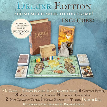 Facade Games Tortuga 1667 Deluxe Edition Board Game Treasure Plunder Game of Cards Strategy Deceit and Luck for 2-9 Players