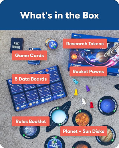 SimplyFun Planet Voyagers - Astronomy Children’s Game - Helps Teach Reading &amp Science Skills - 3rd to 5th Grade Level - 2-5 Players for Ages 8 &amp Up