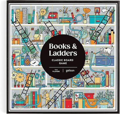 Galison Books and Ladders – Literary Version of Classic Snakes and Ladders Board Game for Adults and Kids Alike Perfect for Family Game Night 2-4 Players Medium