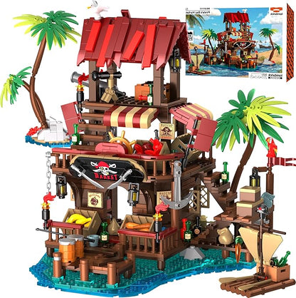Pirate House Building Set Pirate's Wharf Supply Center Buildings Blocks for Adults Teens Kids 10+ Creative Model Kits for Decor Collection Birthday Present 856PCS