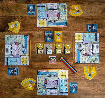 Inside Up Games Draft &amp Write Records | Music Board Game Card Drafting | Draft Your Band Tour The World Top The Charts | for 1 to 6 Players | for Ages 10 and Up | 30-40 Minute Playtime