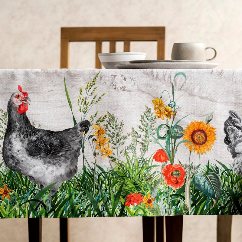 Maison d' Hermine Table Cloth Rectangle Table 100% Cotton 54 x 72 Inches Tablecloth Reusable Decorative for Dining Kitchen Room Farmhouse Home Gifts for Mothers Day Spring Summer - Basse Cour