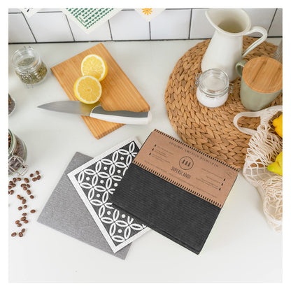 SUPERSCANDI 10 Pack Swedish Dishcloths for Kitchen - 100% Biodegradable & Compostable Reusable Paper Towels Washable, Food-Safe & Without Plastic - Dish Rags Suitable for Any Surface, Grey
