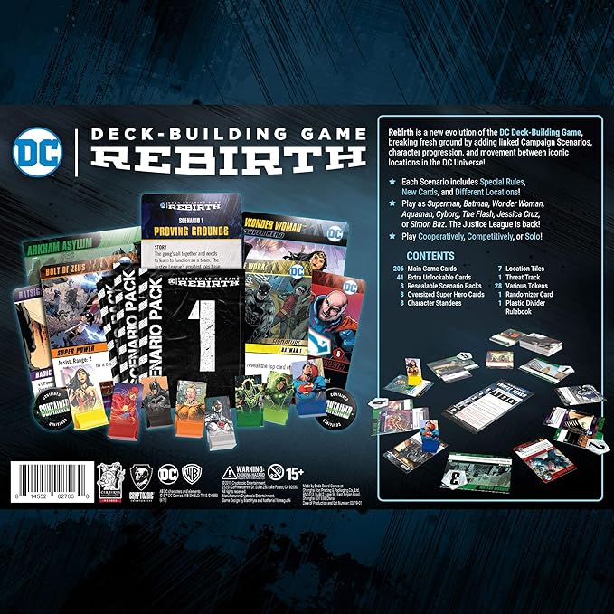DC Deck Building Game: Rebirth - Multiple Campaign Scenarious with Unique Gameplay and Cards - Features Iconic DC Universe Location - Compatible with Other DC Deck-Building Game Series