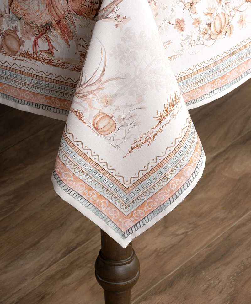 Maison d' Hermine Table Cloth Rectangle Table 100% Cotton 54 x 72 Inches Fall Tablecloth Reusable Everyday Use for Thanksgiving Christmas Decorations Dining Farmhouse Party (Giving Thanks)