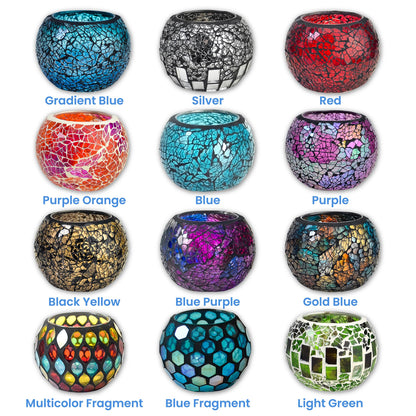 ELEGANTZ Tealight Candle Holder Centerpiece Table Decorations Luxury Mosaic Glass Candle Holder Dining Table Centerpiece Decor Elegant and Modern Tea Lights - Set of 2